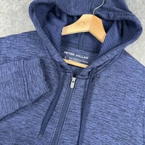 Peter Millar Maven Hoodie Womens Large Blue Full Zip Knit Performance